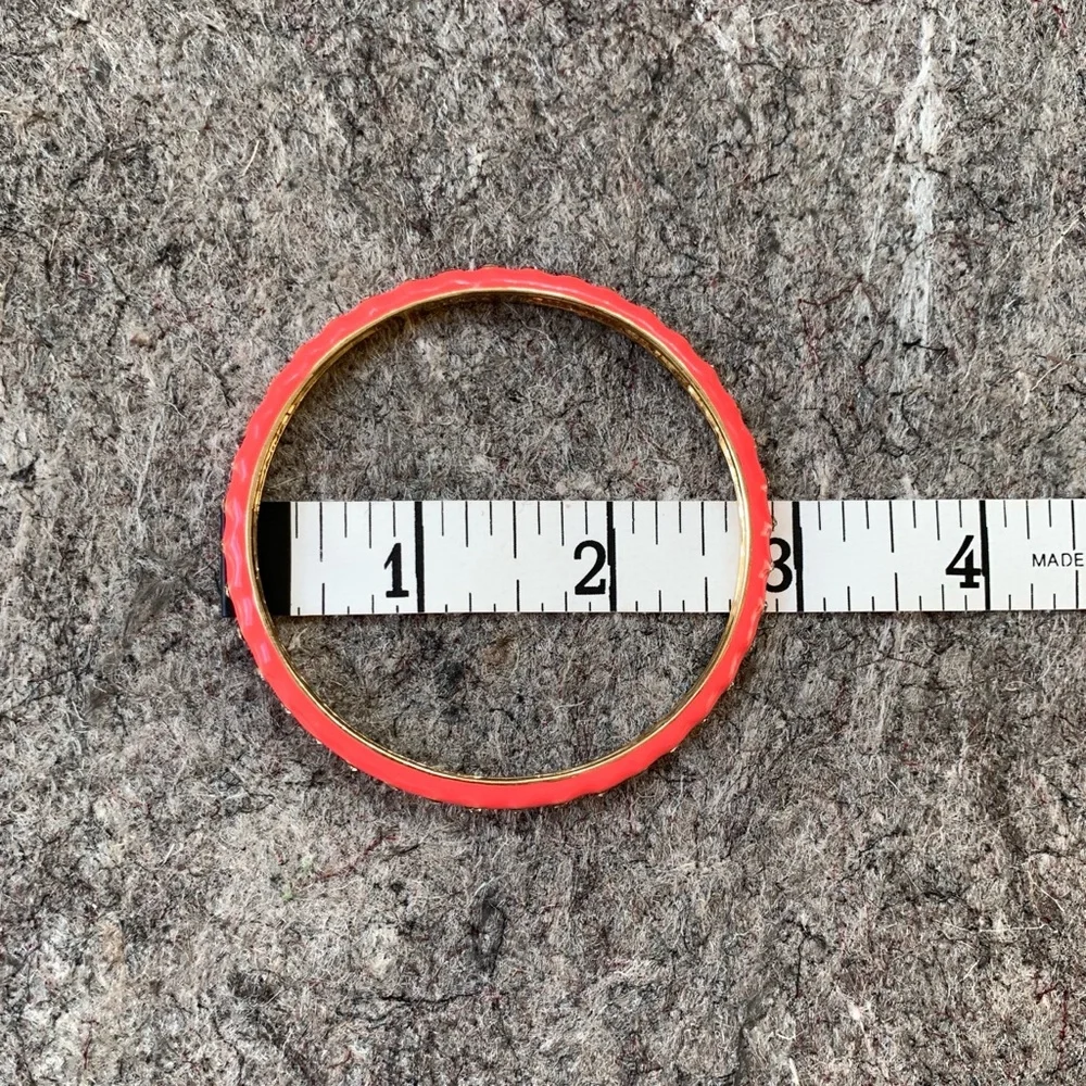 J crew 2 coral pink enamel gold tone bangle bracelets